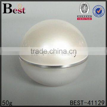 luxury ball shape cosmetic cream jar 15g 30g 50g white color acrylic cream jar with lid