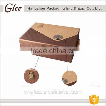New Design Custom Brown Pu Leather Gift Box For Wine