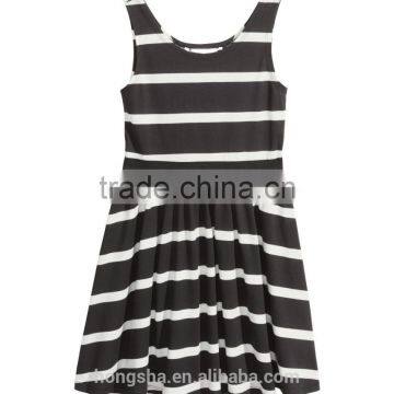 2016 Fashion Children Little Gilrs Cotton Jersey Stripe Print Dress HSD8073 photo-5