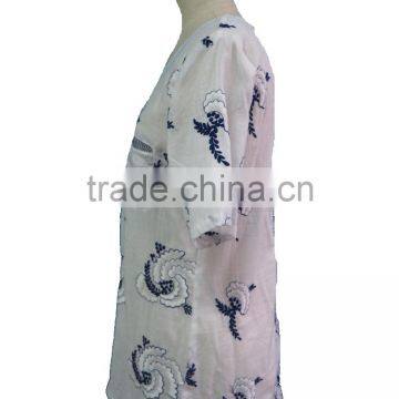 Floral Hand Embroidery Designs Round Collar Short Sleeve With Front Pocket Blouse Tunic Dress photo-6