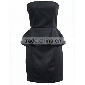 Black Evening Dress,off Shoulder Peplum Straight Slim Fitting Metal Zipper Back Sexy Peplum Dress photo-2