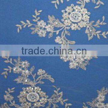 Hot Sale African New Design Embroidery Sequins Tulle Fabric photo-2