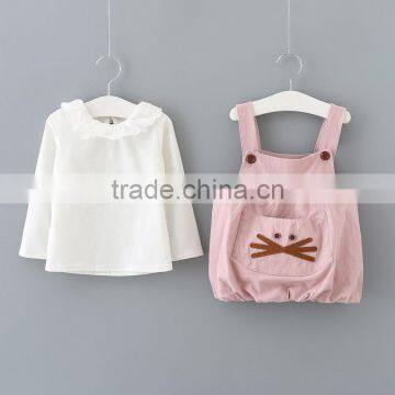 Long Sleeves Pink Suspender Skirt Baby Girl Frock Fancy Smocking Handmade Baby Dress 1set Childrens Boutique Clothing Baby Dress photo-3