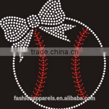 Custom Rhinestone Logo Bling Softball With Cute Bowknot Iron on Rhinestone Transfer Motif Design for T-shirt photo-2
