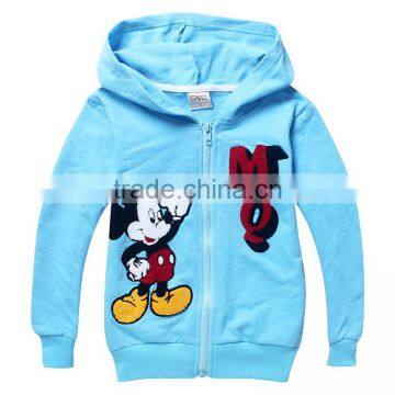 fashion girls cartoon zipper-up sweatshirt kids hoodie