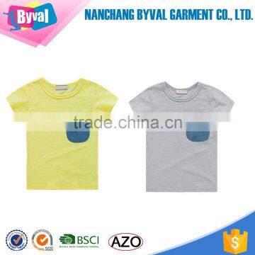 Wholesale Kids Summer Right Side Pocket Blank Cotton T-shirt