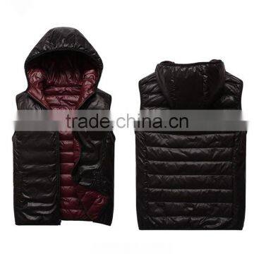 Popular Lightweight Fake Down Reversible Vest For Man With Hood photo-2