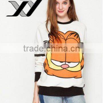 Cheapsale Garfield Printed White Long Sleeve Oversized Raglan Women's Plain Pullover Round Neck Long Sleeve Hoodie photo-2