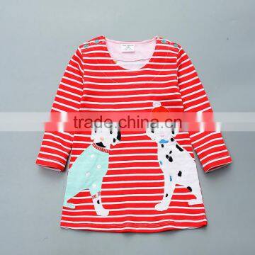 high quality casual children wear fall/spring girl one piece cotton embroidered dresses