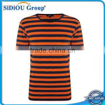 men striped round neck polo shirt black with orange