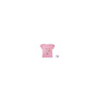 Puff Sleeved Pink Cotton Kids Toddler Printed T Shirts