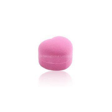 Pink Heart Shape Flocking Ring Box