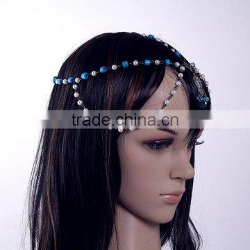 Two Row Wave Tassel Chain Crystal Charm Women Head Hair Headband Headpiece Hot photo-3
