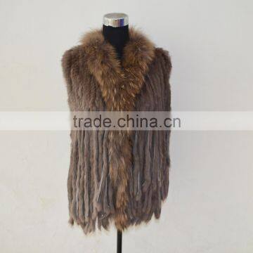 SJ372-01 Haining Hot Sale Tassels Woman Rabbit Vests Italy Design