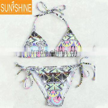 Custom Digital Printed Swimwear Bikini High-Tie Halter Bikini