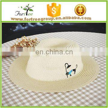 2016 New Arrival Straw Fedora Hats With Cartoon Embroidery photo-5
