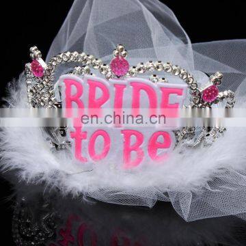 HEN-0042 wholesale Bride To Be Badge Hen Night Party plastic tiara crown