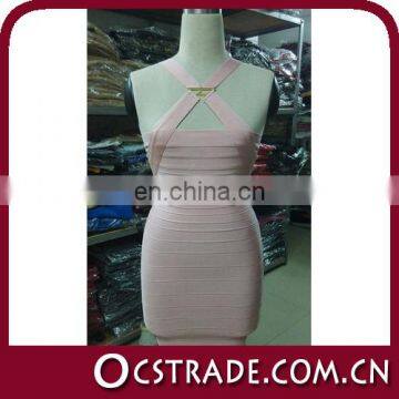 2014 Hot sell pink cross chinese evening dress