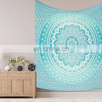 Indian 2017 Green Bedspread Queen Bedsheet Ombre Mandala Tapestry Wall Hanging 95" X 85" Inch