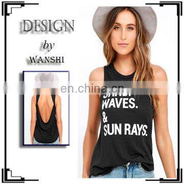 Custom Wholesale Tank Top Printed Design Sleeveless Women t shirts manufacturers china