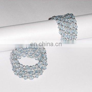 Blue and Silver Beaded Wedding Napkin Ring