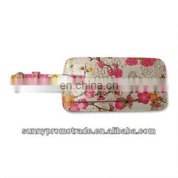 Print flower PU leather luggage tag for promotion gifts