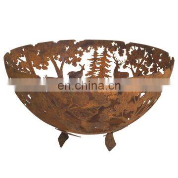 Half Ball Antique Outdoor Cast Iron Fire Bowl With Designs