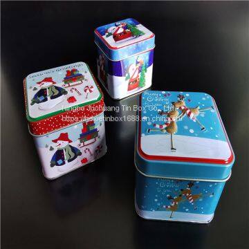 Food Tin Box Square Cookie Tins Blue / Black photo-3