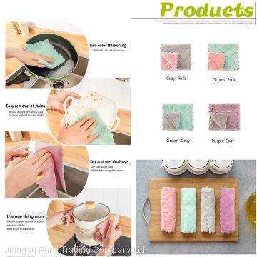 Cheaper Double-layer Absorbent Microfiber Kitchen Dish Cloth Non-stick Oil Household Cleaning Wiping Towel Kitchen Tool photo-4