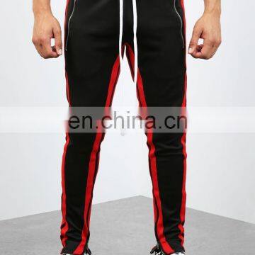 DiZNEW 2019 Wholesale High Quality Usa 2 Front Zip Pockets 2 Back Pockets Men Red Track Jeans Pants With Stripe photo-5
