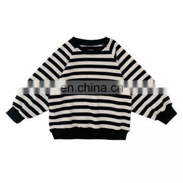 6945/Hot sell spring new arrival kids clothing full sleeve t shirt all match loose stripe girls top