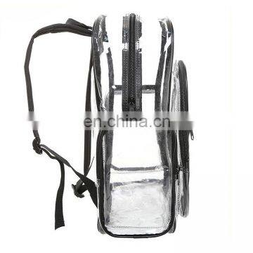 Clear Transparent PVC School Bag Backpack Outdoor Clear Backpack With Black Trim