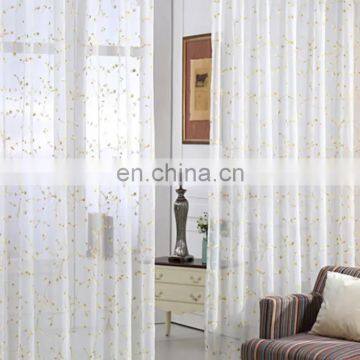 Wholesale decoration beautiful colored thread embroidery cotton voile window screen white sheer curtain fabric for livingroom