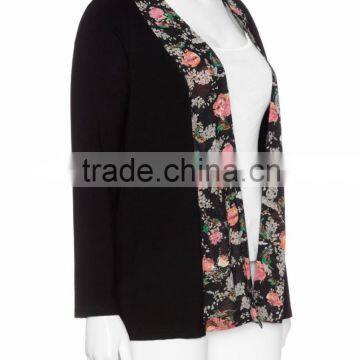 Floral Trim Blazer Women Jersey Plus Size Suit Women Jacket photo-2