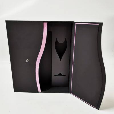 Customizable Printing Process Soft Touch Double Door Paper Wine Box