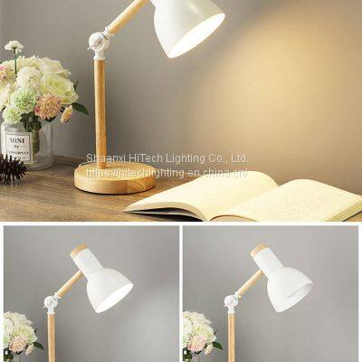 Creative Nordic Wooden Art Iron LED Folding Simple Desk Lamp Eye Protection Reading Table Lamp photo-4