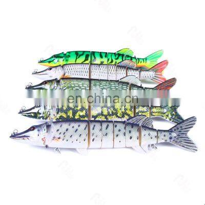 20.5cm 69g  5colors  Pike Fishing Baits Hook 4 Segment Lifelike Skin Multi Joint Body Pike Lure