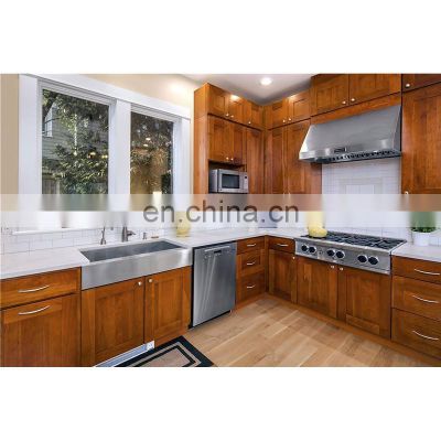 Customized Solid Wood Cherry Shaker Doors Modular Granite Kitchen Island Cabinets Designs