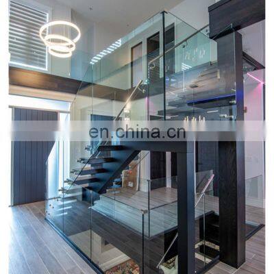 Indoor residential staircase glass railing cost