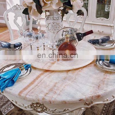 French Style Antique Royal White Marble Dining Room Furniture Sets photo-4