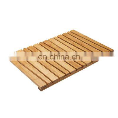 100% Angled Bamboo Non-Slip Rectangular Spa Bath Mat for Bathroom Showers, Bathtubs, Floors