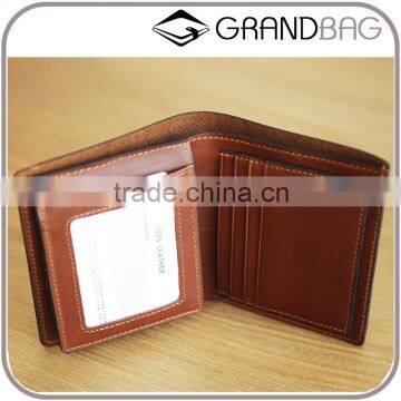 high quality cow leather men slim wallet business wallet with id window for gifts