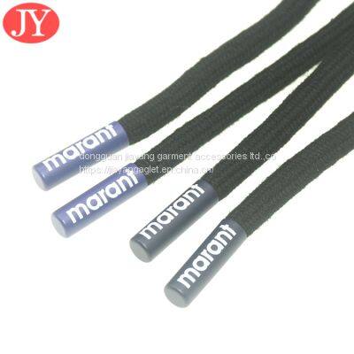 Custom Printing Logo Metal Shoelace Aglet Round Cotton Rope With Flat Metal Shoe Lace Cord Ends photo-3