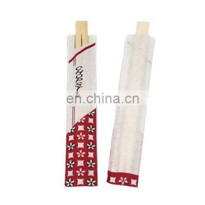 Custom Design Factory Wholesale Logo Printed Disposable Bamboo Chopstick with Paper Sleeve