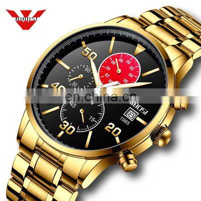 NIBOSI Men Watches Top Luxury Brand Steel Waterproof Sport Quartz Watch Men Fashion Date Clock Silver Watch Relogio Masculino