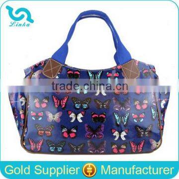 Best Seller Ladies Butterfly Pattern Oilcloth Shopper Bag Canvas Women Tote Bag