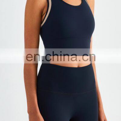 Wholesale High Stretch Fitness Gym Bra Fixed Pads Sports Yoga Bra Top Color Blocking Shockproof Outdoor Training Wear Apparel photo-5