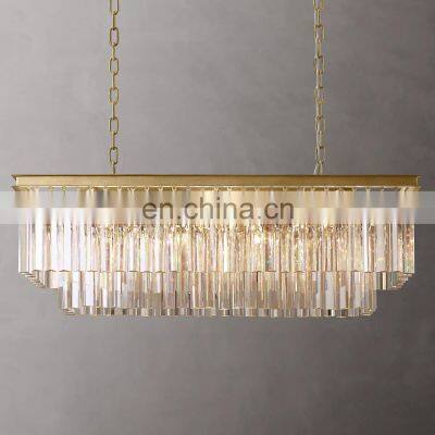 Retro Classic ODEON Multi Layer Rectangular Tier Modern Crystal Black Chandelier For Living Room Bedroom Hotel Ceiling lighting