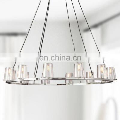 Copper Industrial Style Glass Lampshade Chandelier Ceiling Light Fixture For Living Dining Room Bedroom Kitchen Island Foyer