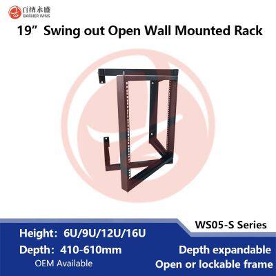 Factory Manufacturing 2post Wall Mount Open Frame Swing Out Network Racks 19
